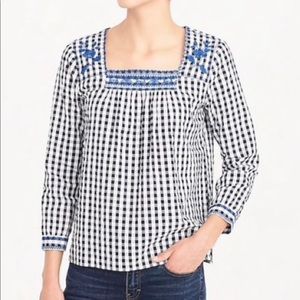 J.Crew Navy Gingham Shirt with Blue Stitching